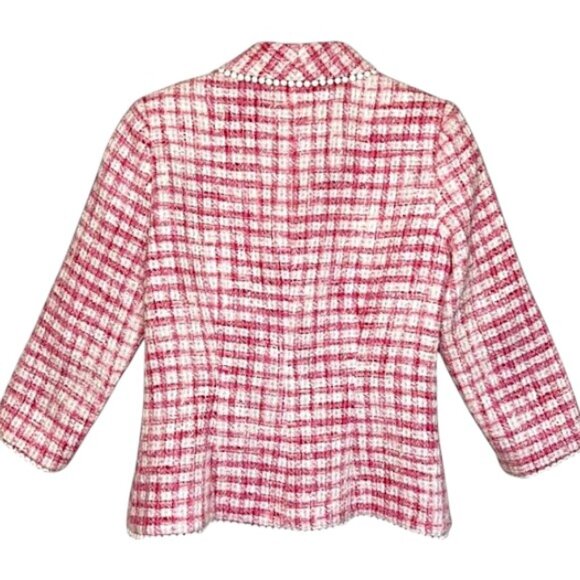 Lilly Pulitzer Mizner Pink Tweed Boucle Silk Lined Blazer Jacket Sz 4 Vintage - Picture 8 of 9